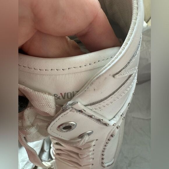 NIB Zadig & Voltaire high flash smooth high top sneakers silver studs 41 - Picture 9 of 12